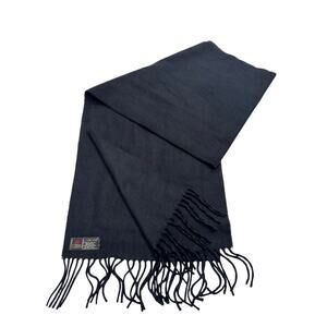 V. Fraas Soft Cashmink Fringe Scarf Black 100% Acrylic Made In Germany 11" x 58"